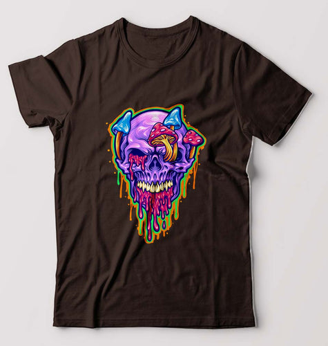 Trippy Psychedelic Skull T-Shirt for Men-Coffee Brown-Ektarfa.online