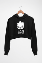 Load image into Gallery viewer, Groot Crop HOODIE FOR WOMEN-Black-Ektarfa.online
