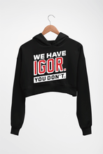 Load image into Gallery viewer, Igor Crop HOODIE FOR WOMEN-Black-Ektarfa.online
