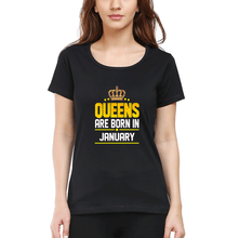 Load image into Gallery viewer, Queens Are Born In January T-Shirt for Women-Black-Ektarfa.online
