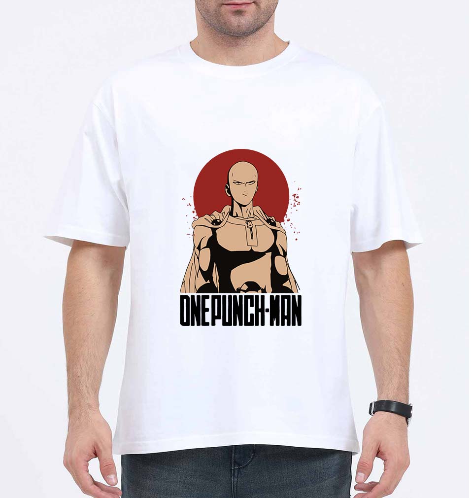 One-Punch Man Oversized T-Shirt for Men-White-Ektarfa.online