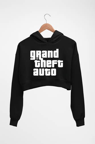Grand Theft Auto (GTA) Crop HOODIE FOR WOMEN-Black-Ektarfa.online