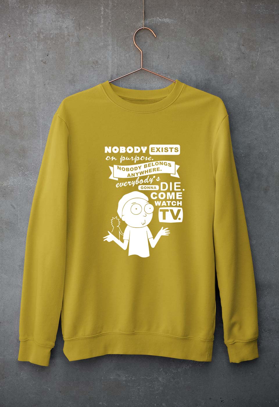 Rick and Morty Unisex Sweatshirt for Men/Women-Mustard Yellow-Ektarfa.online