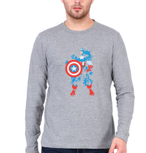Load image into Gallery viewer, Captain America Superhero Full Sleeves T-Shirt for Men-Grey Melange-Ektarfa.online
