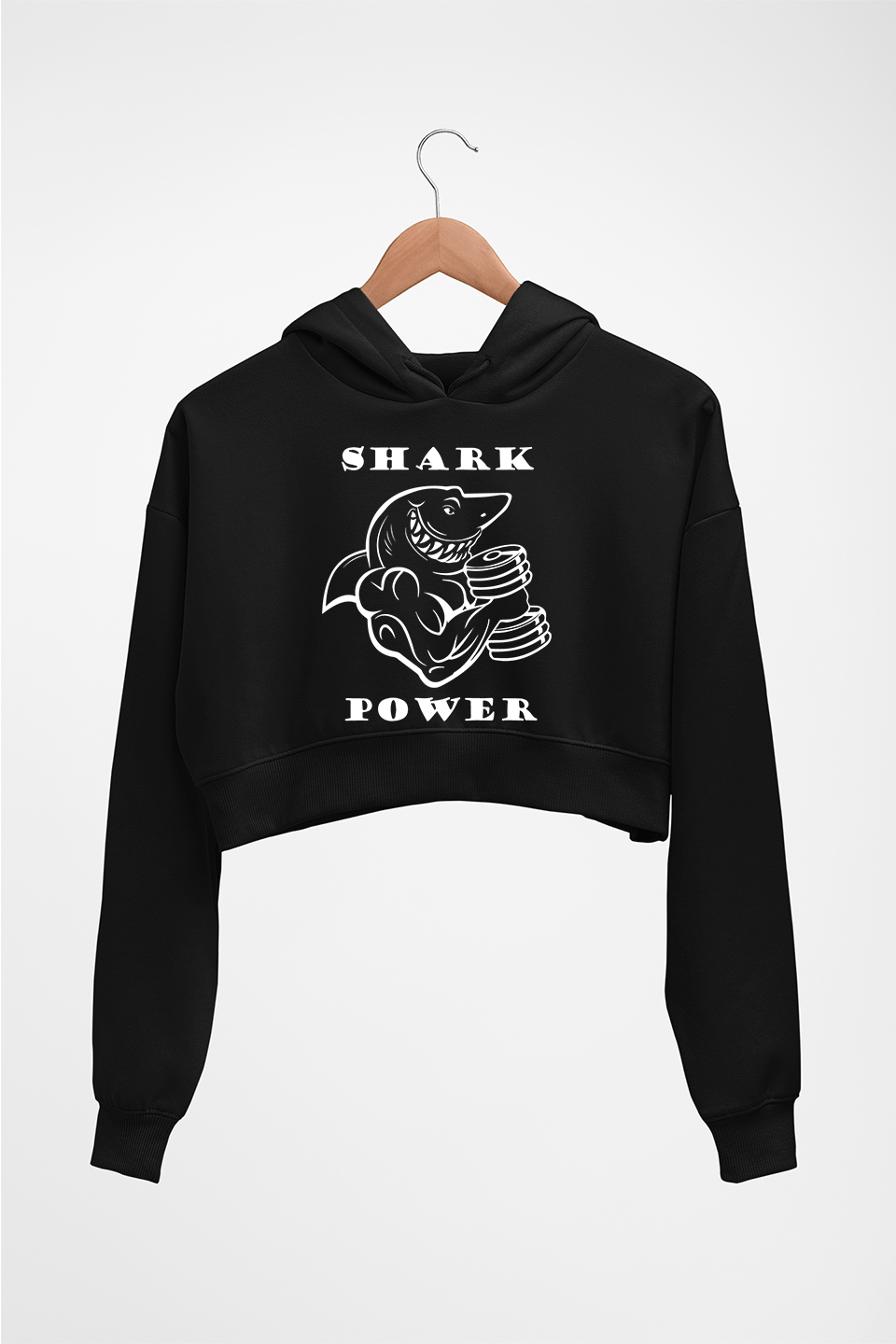 Gym Shark Power Crop HOODIE FOR WOMEN-Black-Ektarfa.online