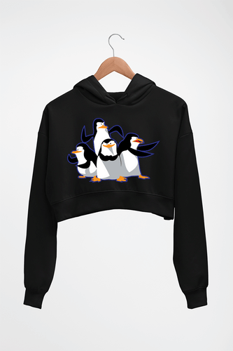 Penguins of Madagascar Crop HOODIE FOR WOMEN-Black-Ektarfa.online