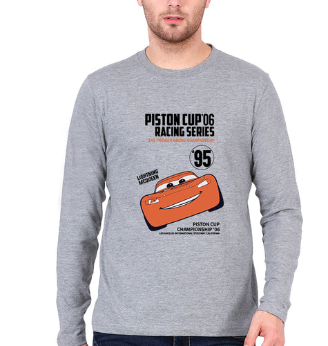 Lightning McQueen Full Sleeves T-Shirt for Men-Grey Melange-Ektarfa.online