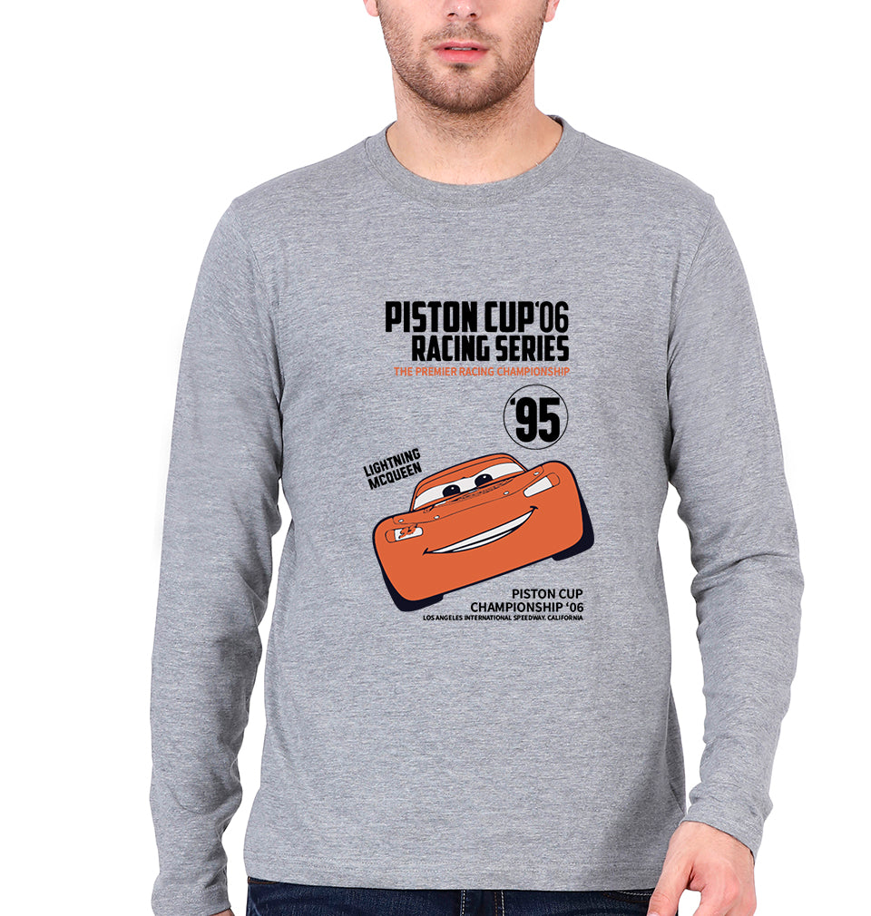 Lightning McQueen Full Sleeves T-Shirt for Men-Grey Melange-Ektarfa.online