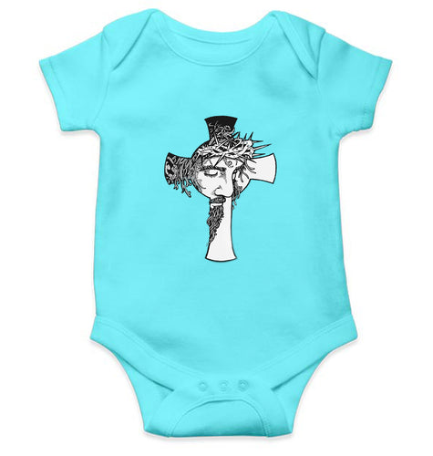 Jesus Kids Romper For Baby Boy/Girl-0-5 Months(18 Inches)-Sky Blue-Ektarfa.online