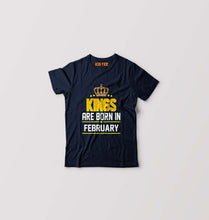 Load image into Gallery viewer, Kings Are Born In February Kids T-Shirt for Boy/Girl-Navy Blue-Ektarfa.online
