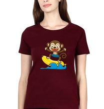 Load image into Gallery viewer, Monkey Banana T-Shirt for Women-Maroon-Ektarfa.online

