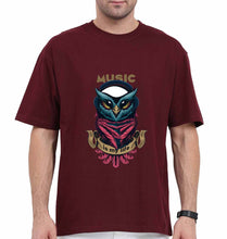 Load image into Gallery viewer, Owl Music Oversized T-Shirt for Men-Maroon-Ektarfa.online
