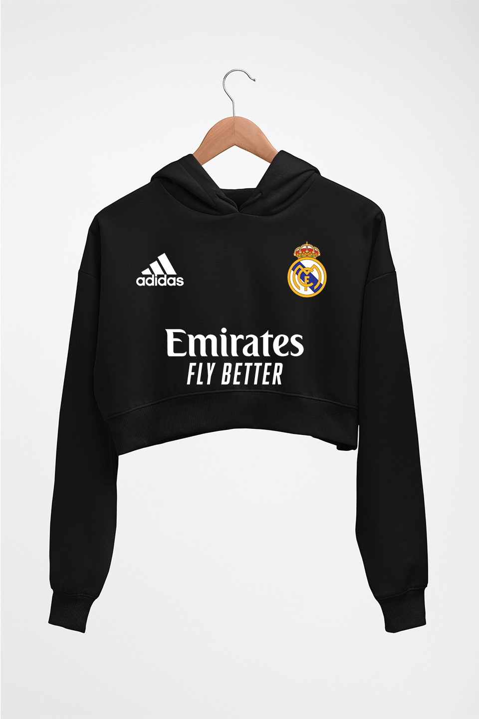 Real Madrid 2021-22 Crop HOODIE FOR WOMEN-Black-Ektarfa.online
