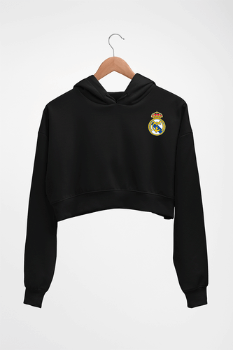 Real Madrid Logo Crop HOODIE FOR WOMEN-Black-Ektarfa.online
