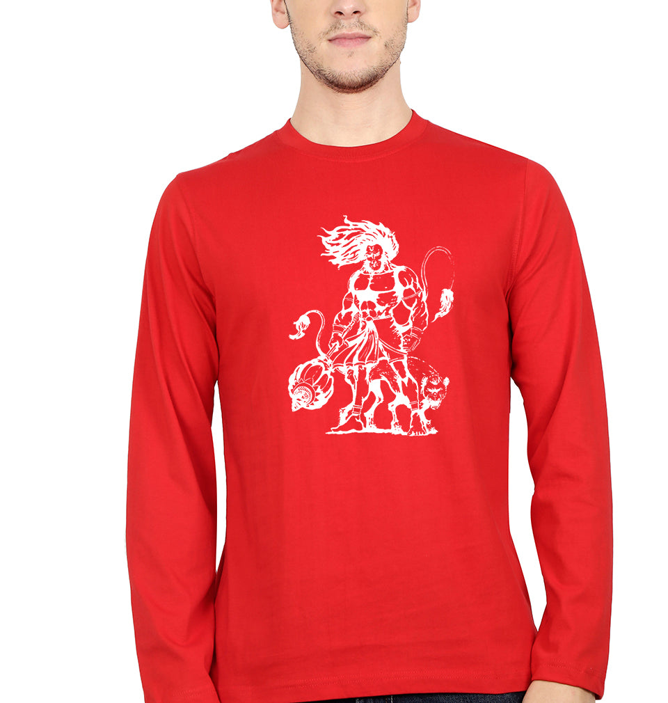Hanuman Ji (God) Full Sleeves T-Shirt for Men-Red-Ektarfa.online