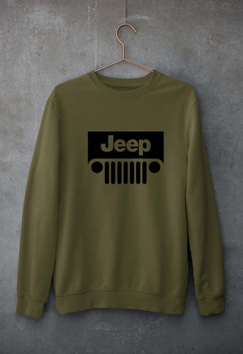 Jeep Unisex Sweatshirt for Men/Women-S(40 Inches)-Olive Green-Ektarfa.online
