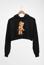 Load image into Gallery viewer, Domrebel Bear Crop HOODIE FOR WOMEN-Black-Ektarfa.online
