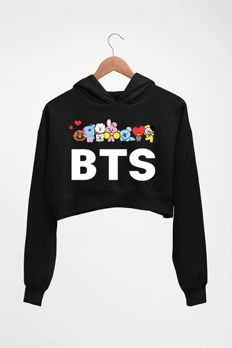 BTS Crop HOODIE FOR WOMEN-Black-Ektarfa.online