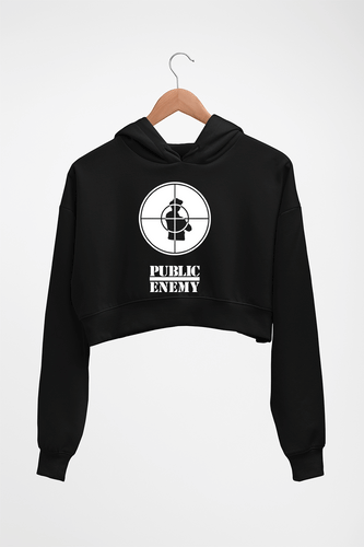 Public Enemy Crop HOODIE FOR WOMEN-Black-Ektarfa.online