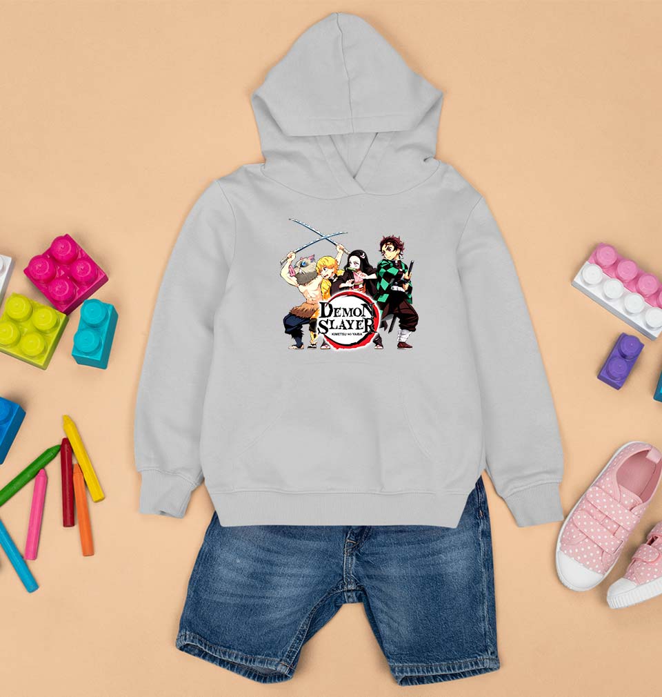 Demon Slayer Kids Hoodie for Boy/Girl-Grey-Ektarfa.online