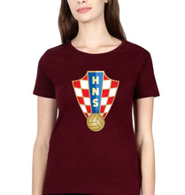 Load image into Gallery viewer, Croatia Football T-Shirt for Women-Maroon-Ektarfa.online
