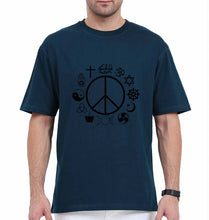 Load image into Gallery viewer, Peace Religious Symbols Oversized T-Shirt for Men-Petrol Blue-Ektarfa.online
