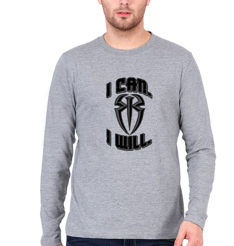Roman Reigns WWE Full Sleeves T-Shirt for Men-Grey Melange-Ektarfa.online