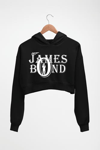 James Bond (007) Crop HOODIE FOR WOMEN-Black-Ektarfa.online