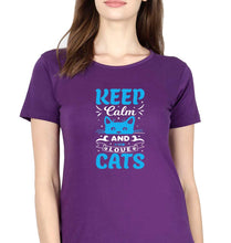 Load image into Gallery viewer, Cat T-Shirt for Women-Purple-Ektarfa.online
