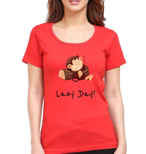 Load image into Gallery viewer, Monkey Lazy Day T-Shirt for Women-Red-Ektarfa.online
