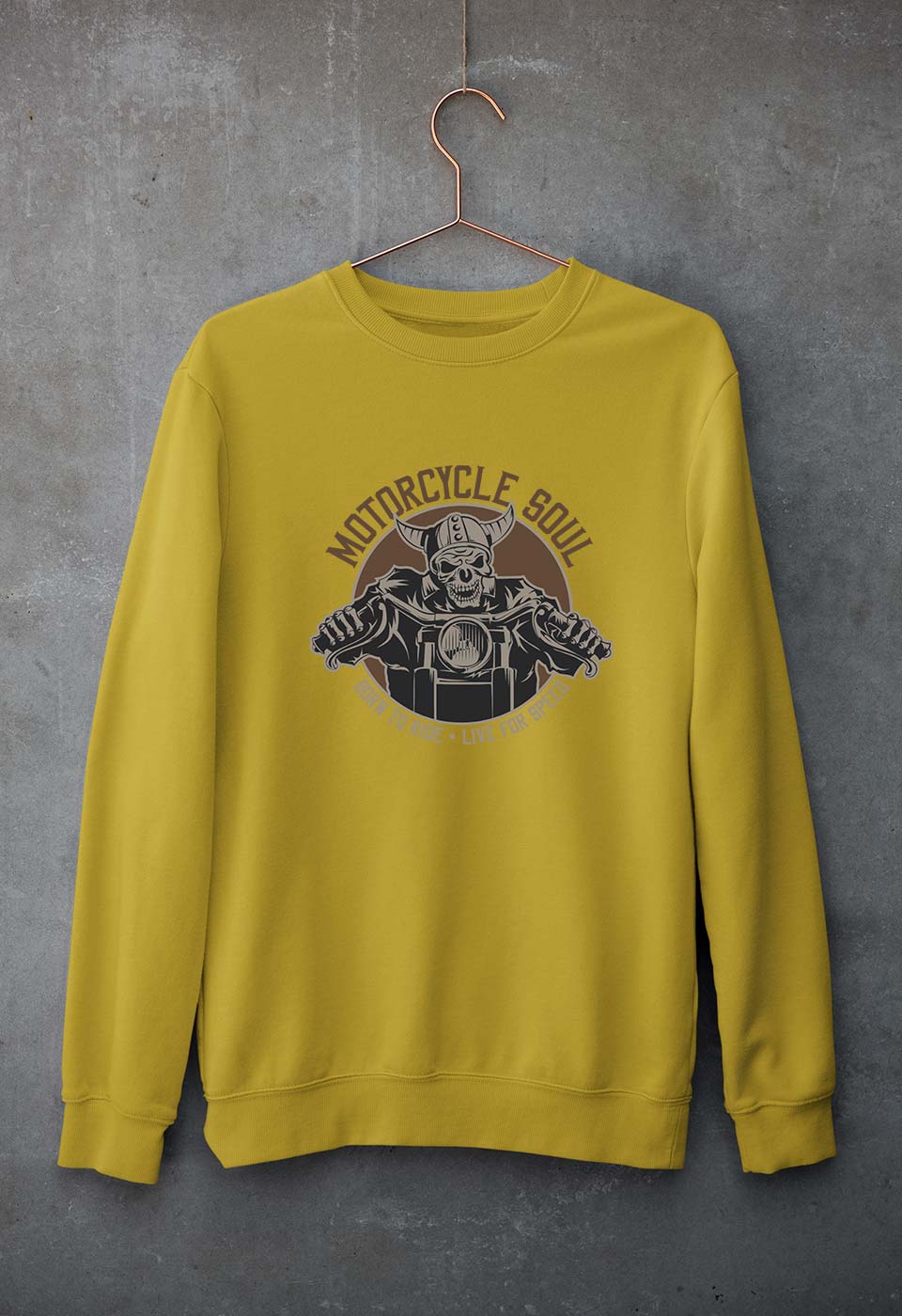 Motercycle Born To Ride Unisex Sweatshirt for Men/Women-Mustard Yellow-Ektarfa.online