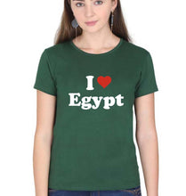 Load image into Gallery viewer, I Love Egypt T-Shirt for Women-Dark Green-Ektarfa.online
