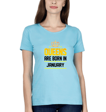Load image into Gallery viewer, Queens Are Born In January T-Shirt for Women-Light Blue-Ektarfa.online
