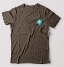 Load image into Gallery viewer, Brazil Football T-Shirt for Men-S(38 Inches)-Olive Green-Ektarfa.online
