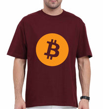 Load image into Gallery viewer, Cryptocurrency Bitcoin Oversized T-Shirt for Men-Maroon-Ektarfa.online
