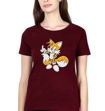 Load image into Gallery viewer, Tails Sonic T-Shirt for Women-Maroon-Ektarfa.online
