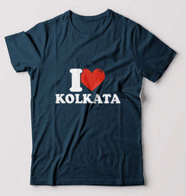 Load image into Gallery viewer, I Love Kolkata T-Shirt for Men-S(38 Inches)-Petrol Blue-Ektarfa.online
