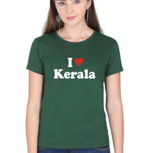 Load image into Gallery viewer, I Love Kerala T-Shirt for Women-Dark Green-Ektarfa.online
