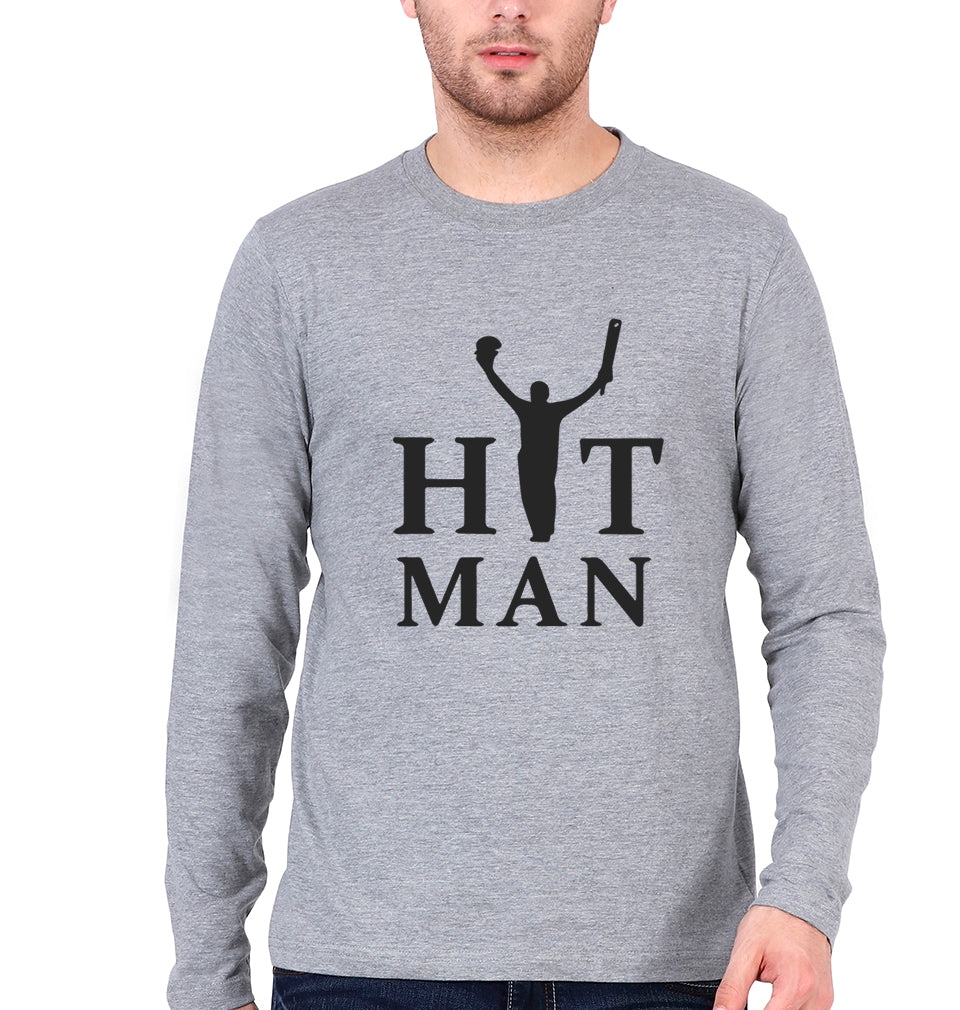Rohit Sharma Full Sleeves T-Shirt for Men-Grey Melange-Ektarfa.online