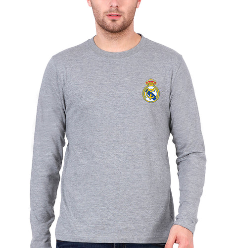 Real Madrid Logo Full Sleeves T-Shirt for Men-Grey Melange-Ektarfa.online
