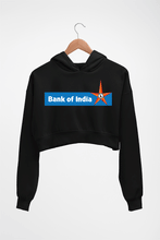 Load image into Gallery viewer, Bank of India Crop HOODIE FOR WOMEN-Black-Ektarfa.online
