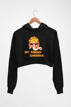 Load image into Gallery viewer, Ganpati JI(Ganesh) Crop HOODIE FOR WOMEN-Black-Ektarfa.online
