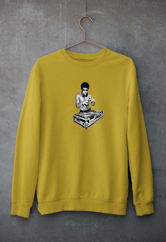 DJ Bruce Lee Unisex Sweatshirt for Men/Women-Mustard Yellow-Ektarfa.online