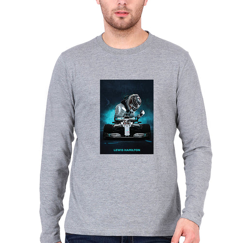 Lewis Hamilton F1 Full Sleeves T-Shirt for Men-S(38 Inches)-Grey Melange-Ektarfa.online