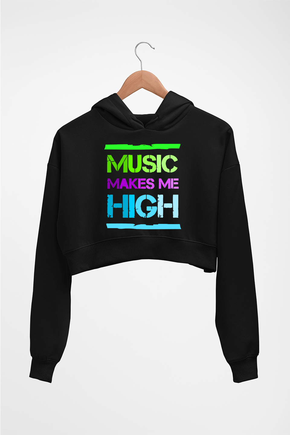 Music Crop HOODIE FOR WOMEN-Black-Ektarfa.online