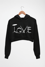 Load image into Gallery viewer, Love Drum Crop HOODIE FOR WOMEN-Black-Ektarfa.online
