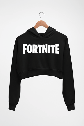 Fortnite Crop HOODIE FOR WOMEN-Black-Ektarfa.online