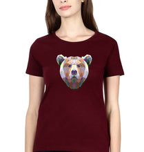 Load image into Gallery viewer, Bear T-Shirt for Women-Maroon-Ektarfa.online
