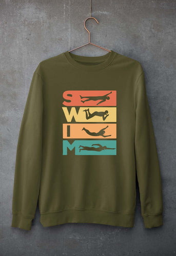 Swimming Unisex Sweatshirt for Men/Women-Olive Green-Ektarfa.online
