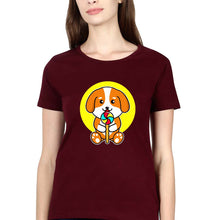 Load image into Gallery viewer, Puppy T-Shirt for Women-Maroon-Ektarfa.online
